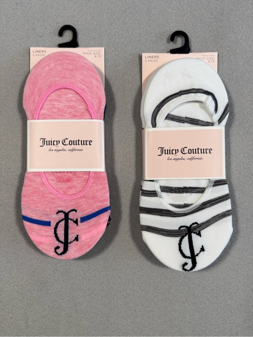 NWT Juicy Couture Women's Liner Socks 3-Pack Bundle (6 Pairs Total)